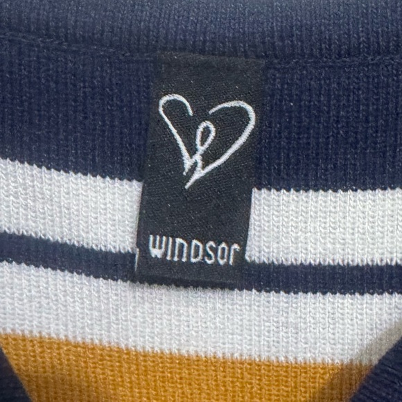 Windsor Dress L Bodycon Midi Striped Spaghetti Strap Blue Casual - Picture 5 of 7